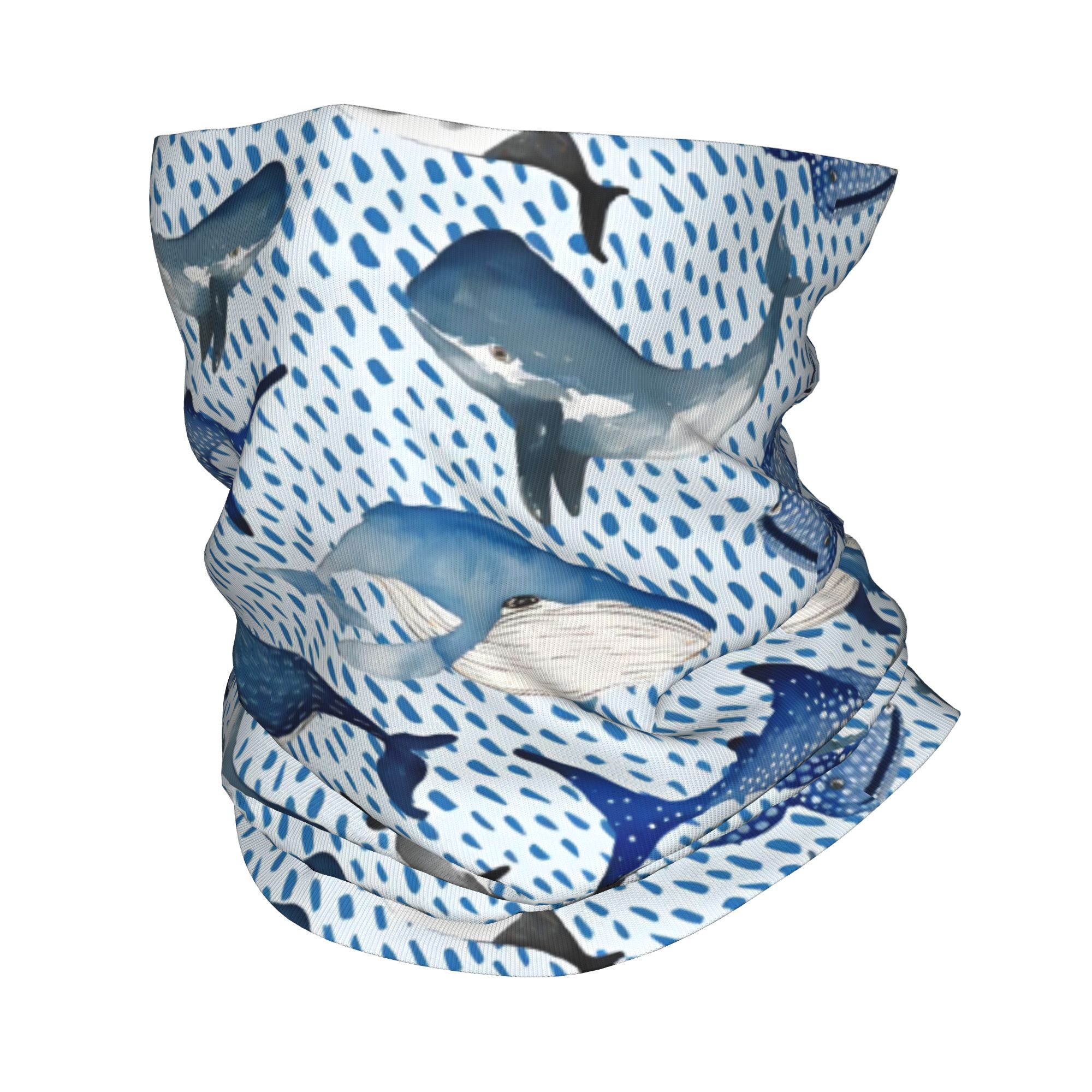 Neck Gaiter Fleece - Personalizado azul aquarela tubarão inverno bandana