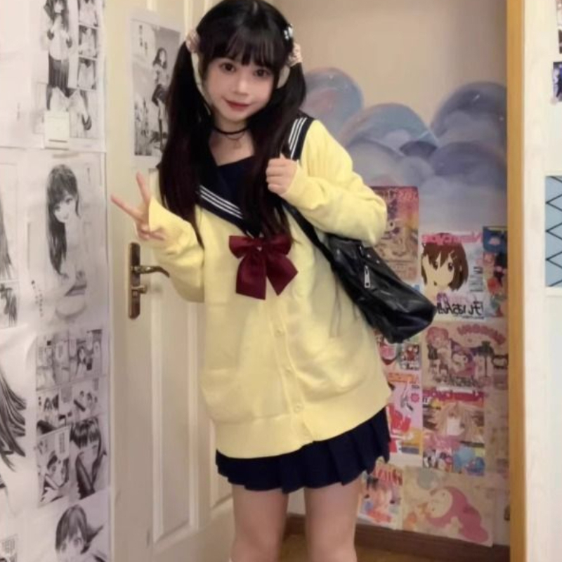 Yellow Winter Clothing - Cardigã Tricotado Amarelo para Mulheres, Casaco