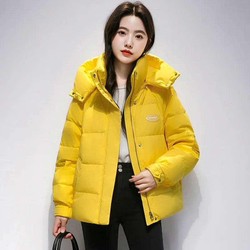 Yellow Winter Clothing - Amarelo inverno curto casaco feminino 2025