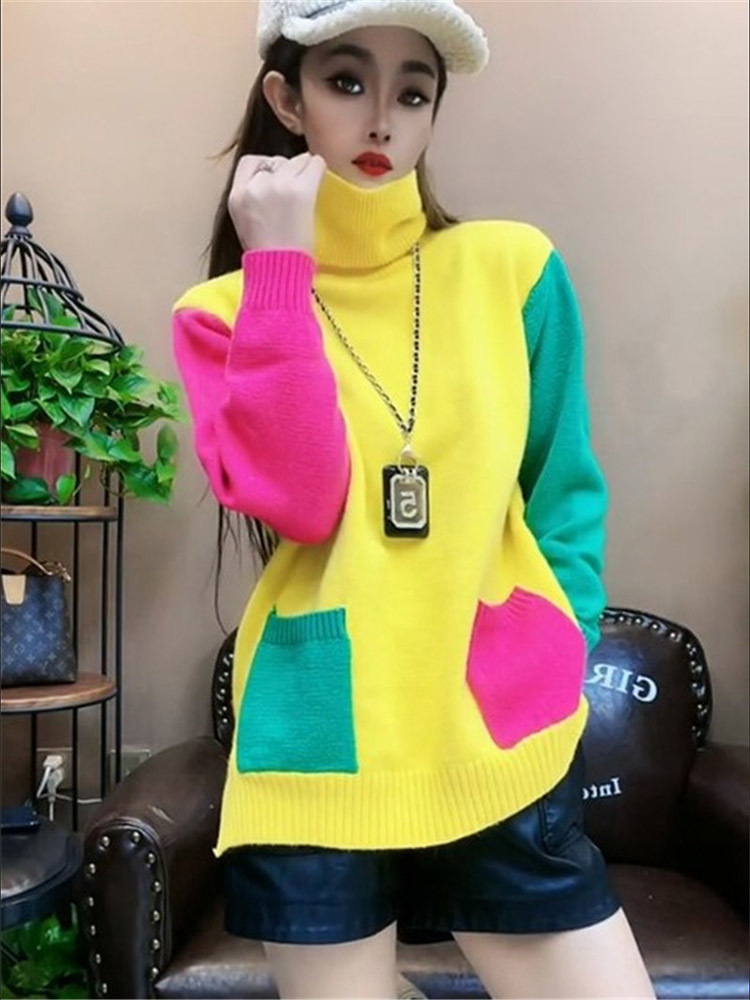 Winter Clothing Colors - Cores casuais retalhos blusas de malha