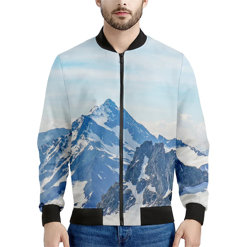 Montanha 3D Impresso Jaquetas  - Quality Winter Clothing Bomber Jacket avaliação e preço