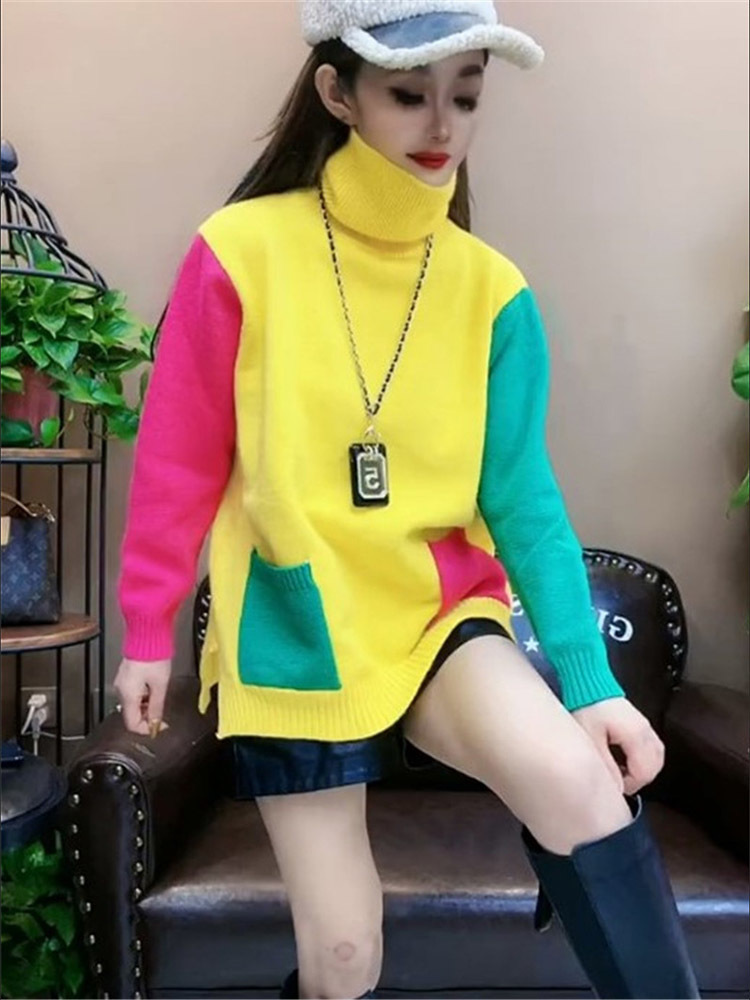 Cores casuais retalhos blusas  - Winter Clothing Colors avaliação e preço