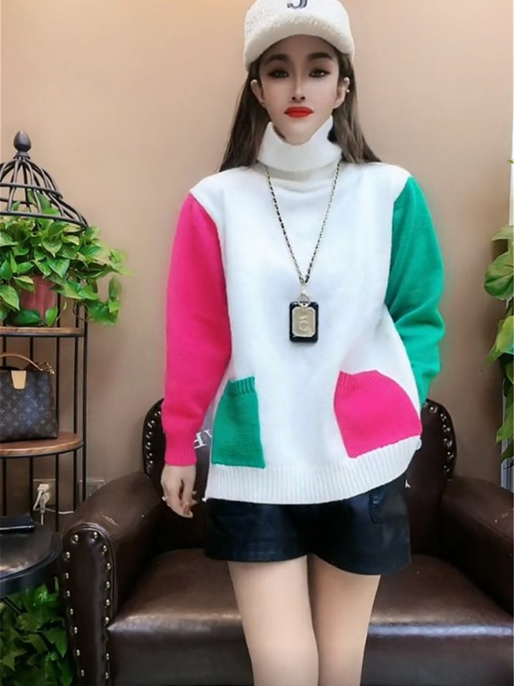 Cores casuais retalhos blusas  - Winter Clothing Colors avaliação e preço