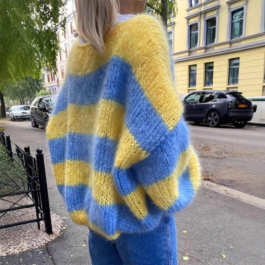 Suéter Casual Azul e Amarelo L - Yellow Winter Clothing avaliação e preço