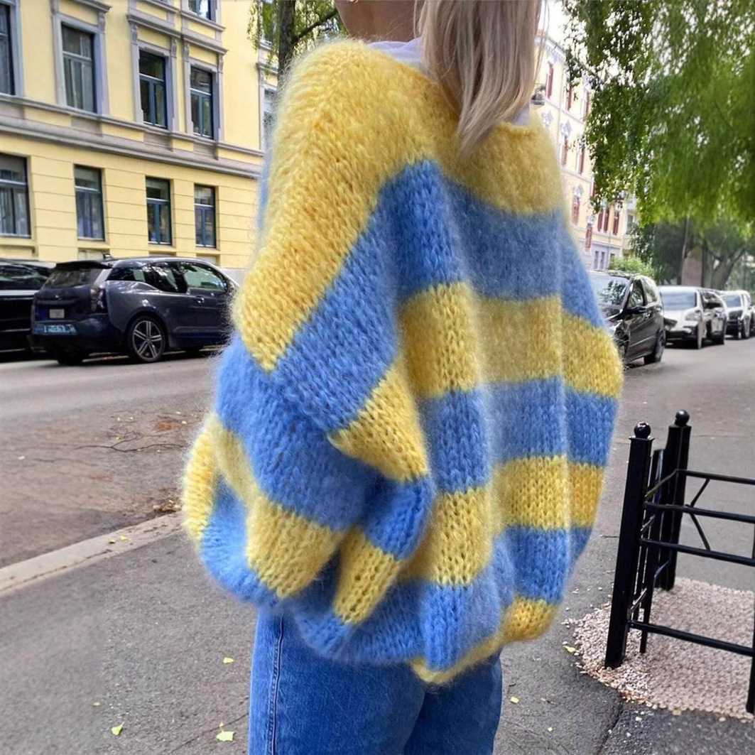 Suéter Casual Azul e Amarelo L - Yellow Winter Clothing avaliação e preço