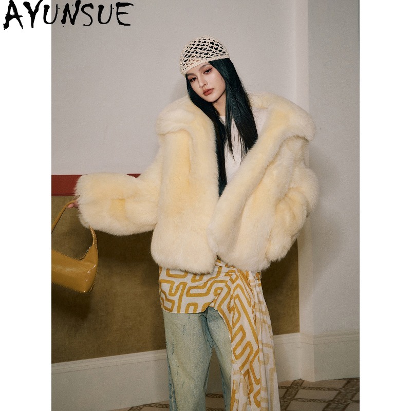 Ayunsue casacos de pele de rap - Yellow Winter Clothing avaliação e preço